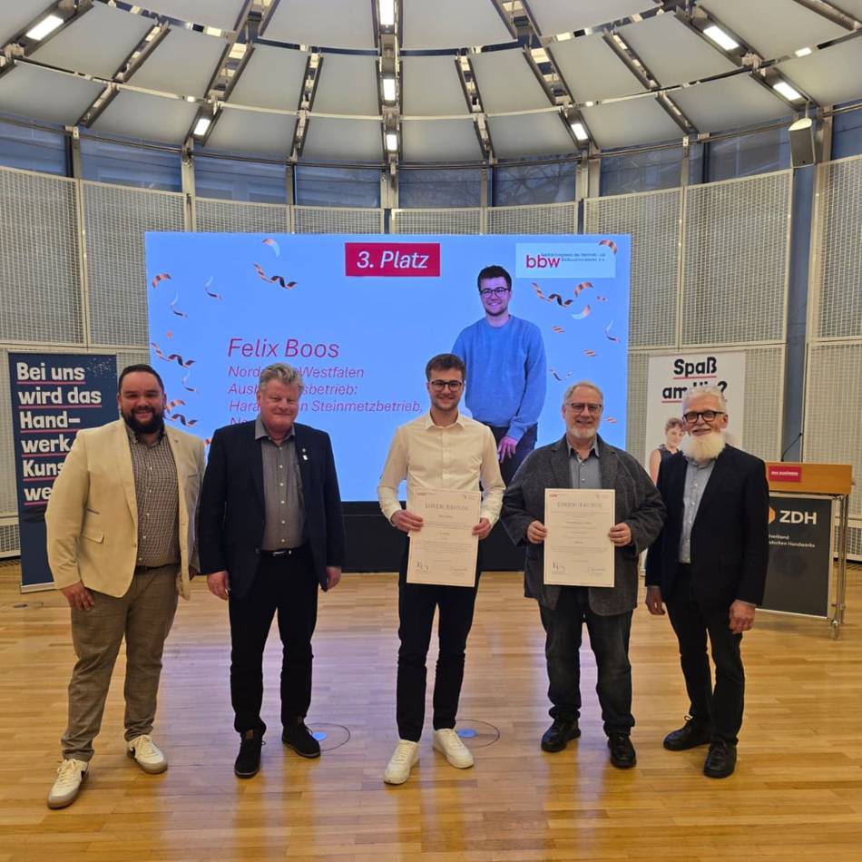 Erfolgreicher Geselle im Steinmetz-Handwerk: Junger Steinmetz aus Straelen holt Bronze auf Bundesebene