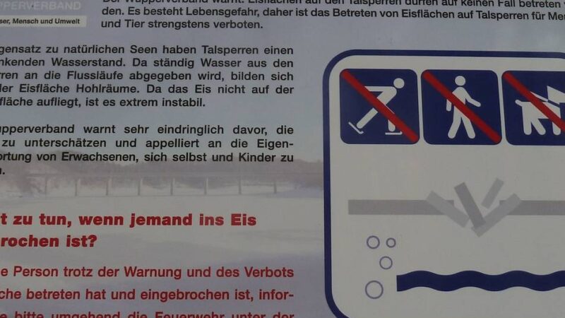 Wupperverband informiert: Warnung: Lebensgefahr beim Betreten des Eises