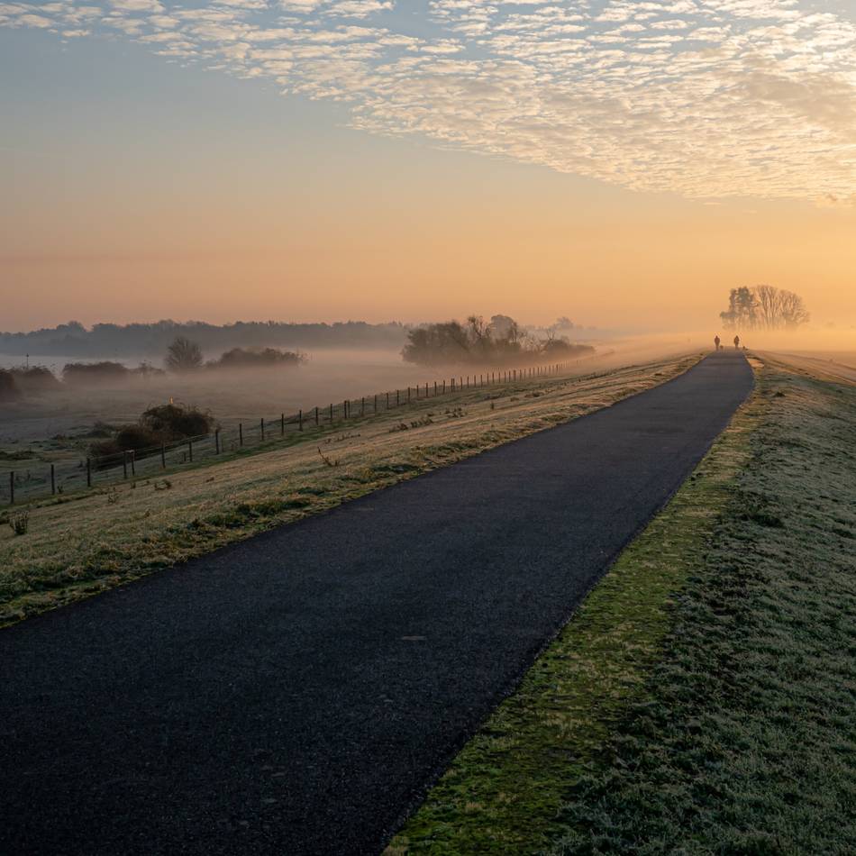 Rheindeich im Nebel: Rheinberger Motiv schmückt Medizincover