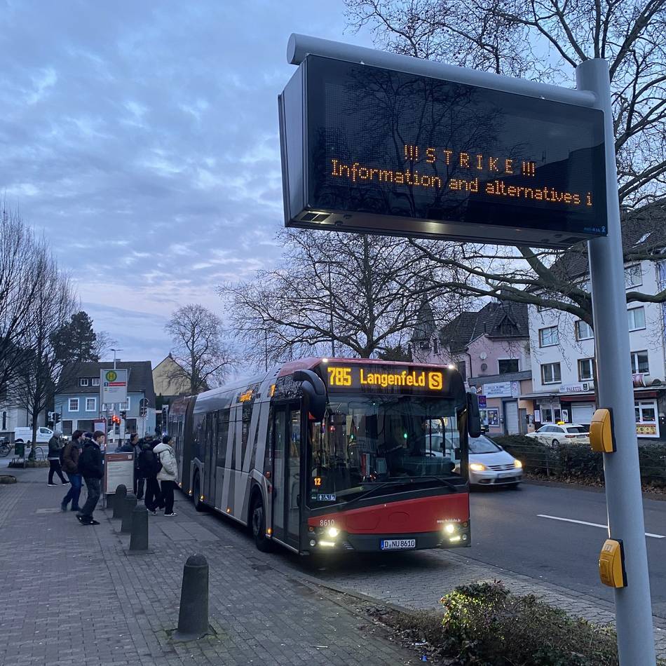 Streikaufruf betrifft auch Hilden: Verdi-Streiks – Rheinbahn-Busse fahren eingeschränkt