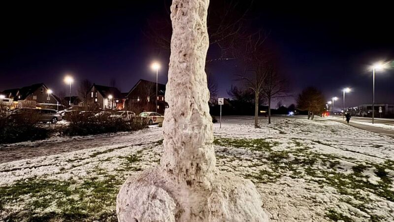 Geschlechtsteil aus Eis erregt Aufmerksamkeit: Neuss hat jetzt einen „Schneenis“