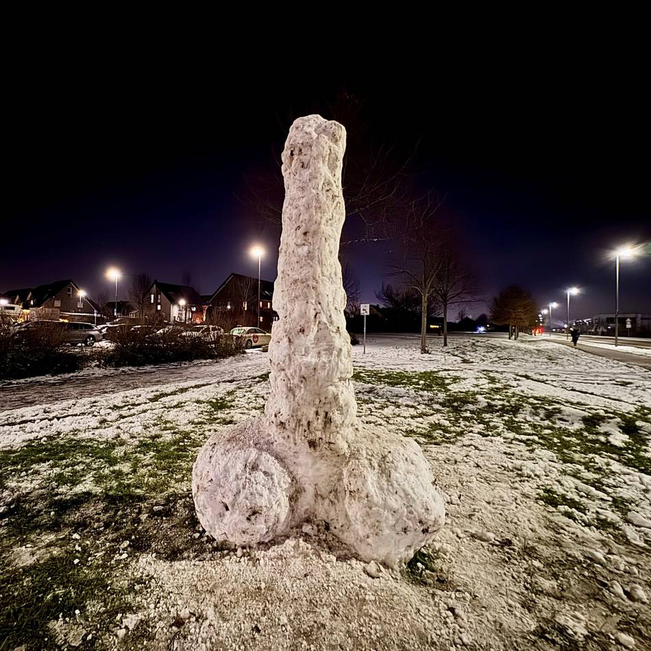 Geschlechtsteil aus Eis erregt Aufmerksamkeit: Neuss hat jetzt einen „Schneenis“