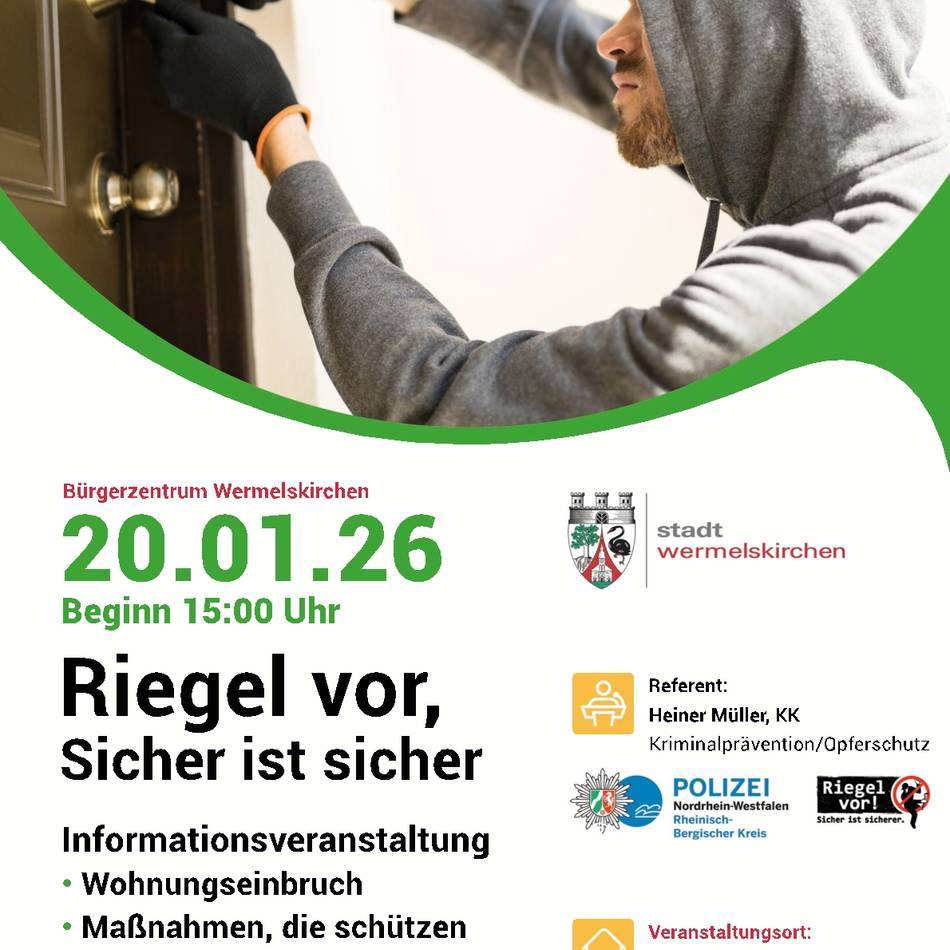 Einbruchsprävention in Wermelskirchen: Stadt und Polizei informieren zum Einbruchschutz
