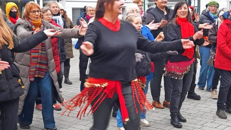 „One Billion Rising“: Auf dem Heumarkt fanden sich viele Teilnehmerinnen und Teilnehmer ein: Tanzaktion gegen Gewalt an Frauen