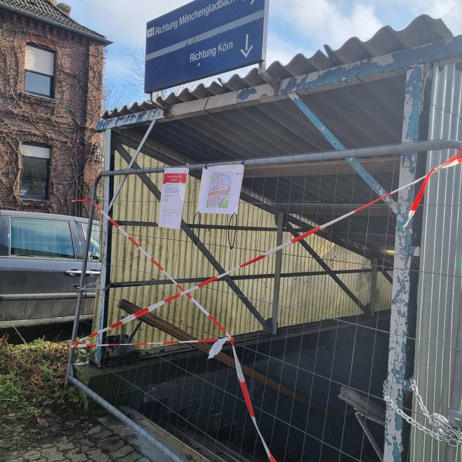 Bahnhof Jüchen: Unterführung am Bahnhof Jüchen bis März gesperrt