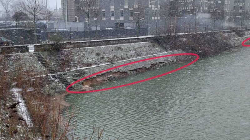 Wirtschaftsbetriebe starten Aufschüttungen: Warum die Uferböschung am Innenhafen abrutscht