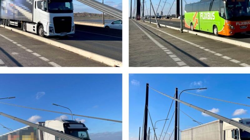Trotz Verbots: Lkw rauschen im Minutentakt über die Theodor-Heuss-Brücke in Düsseldorf