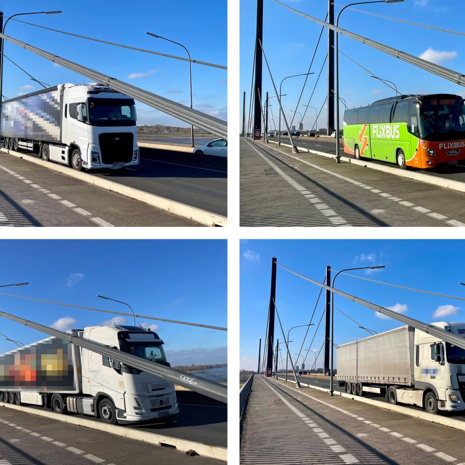 Trotz Verbots: Lkw rauschen im Minutentakt über die Theodor-Heuss-Brücke in Düsseldorf