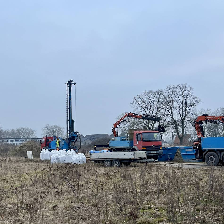 Im Baugebiet Neu-See-Land: In Goch finden Probebohrungen für die Nutzung thermischer Energie statt