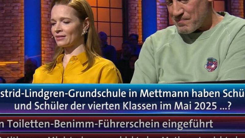 In TV-Quizsendung: Karoline Herfurth und Wotan Wilke Möhring rätseln über Mettmann