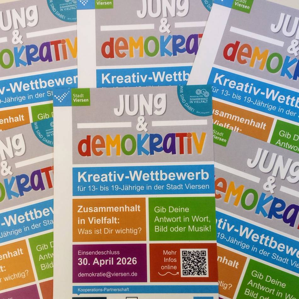 Jugend für Demokratie stärken: Viersen startet Wettbewerb „Jung & demokrativ“