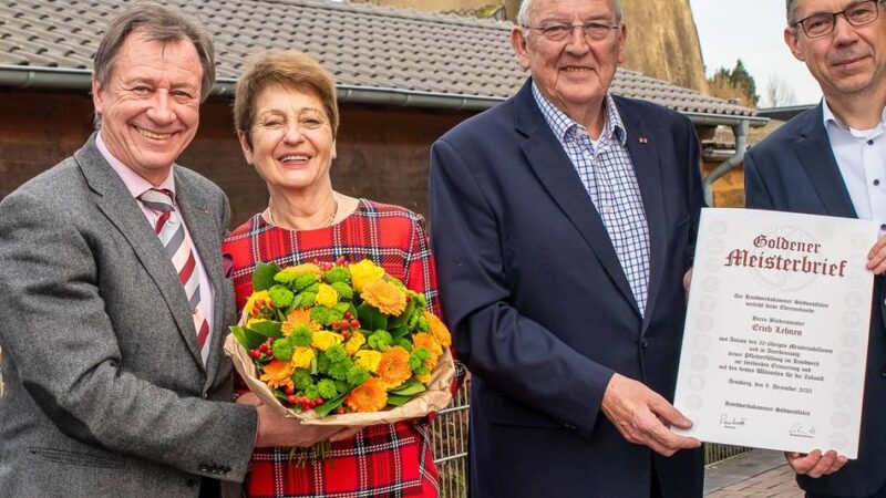 Goldener Meiserbrief für Erich Lehnen aus Brüggen: Der Bäcker mit den Herzbroten