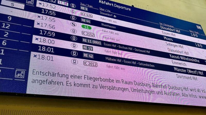 Bahnverkehr betroffen: Blindgänger am Duisburger Hauptbahnhof erfolgreich entschärft