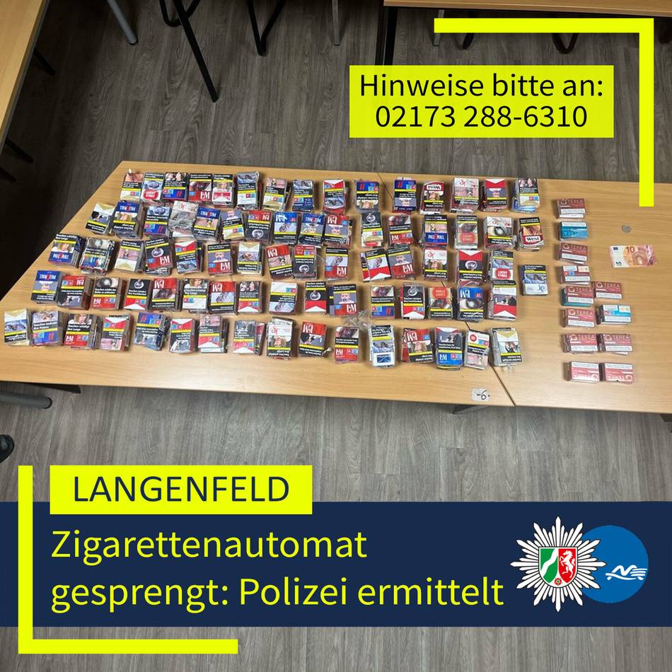 Kriminalität in Langenfeld: Polizei ermittelt nach erneuter Sprengung eines Zigarettenautomaten