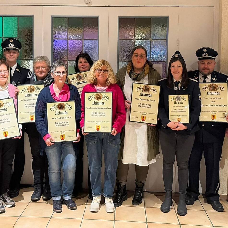 Jahreshauptversammlung in Wachtendonk: Tambourcorps stellt Vorstand neu auf und ehrt Mitglieder