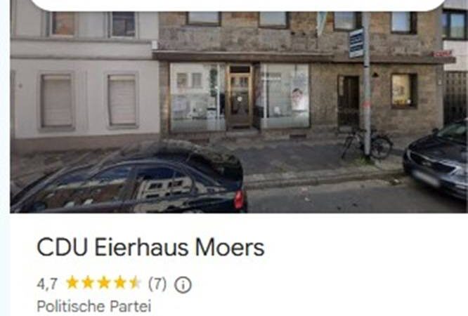 Aktion im Internet: Aus CDU-Geschäftsstelle in Moers wurde „Eierhaus“