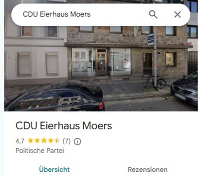 Aktion im Internet: Aus CDU-Geschäftsstelle in Moers wurde „Eierhaus“