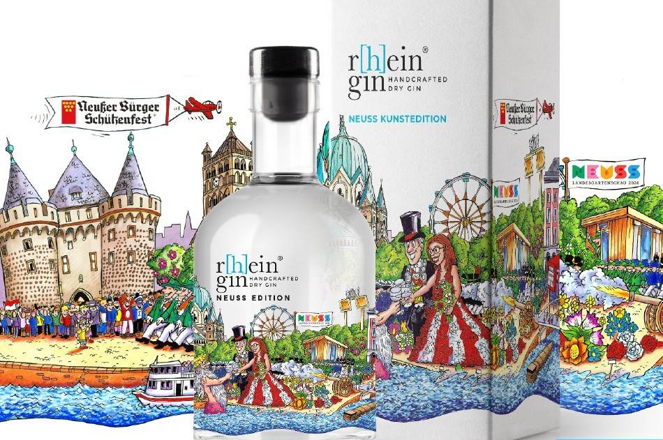 Sonderedition der Neusser Schützen zur Laga: Jacques Tilly inszeniert Gin mit Neuss-Motiven