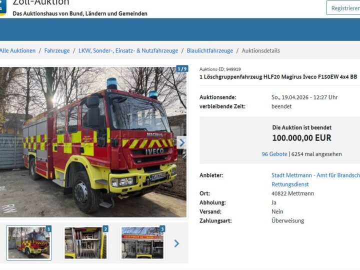 Finanzen in Mettmann: Stadt erhält 100.000 Euro für versteigertes Feuerwehrfahrzeug