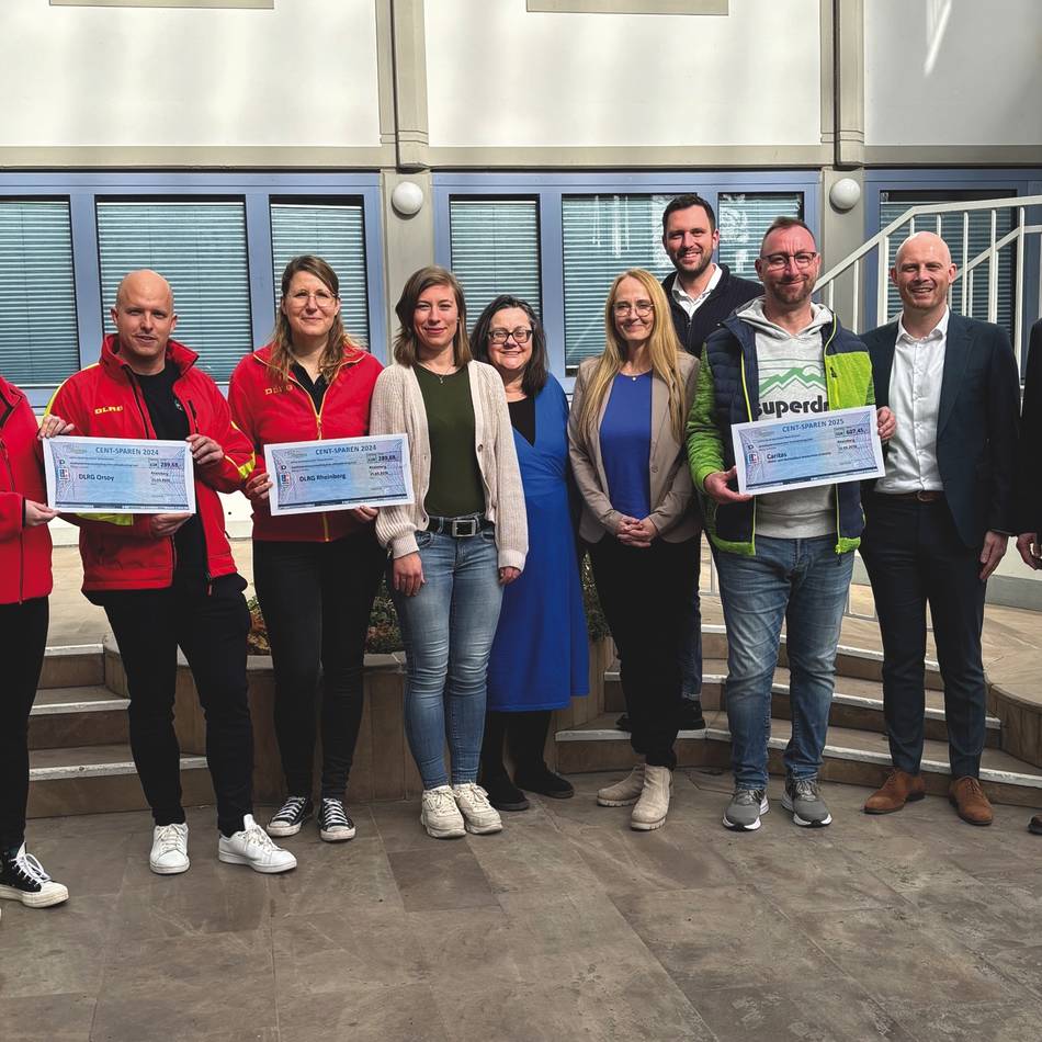 Engagement der Stadtverwaltung Rheinberg: Erlöse des Centsparens im Stadthaus aus zwei Jahren gespendet