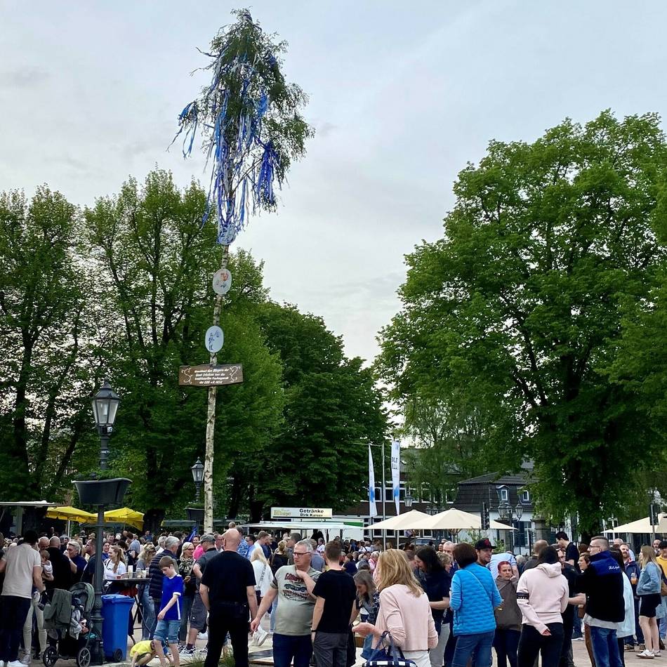 Auf dem Franziskanerplatz: Erkelenzer Funkengarde stellt zum 39. Mal ihren Maibaum auf