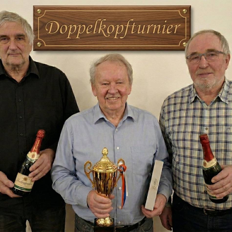 Pokal für den Turniersieg : Das sind die Gewinner des Doppelkopf-Turniers in Wardt