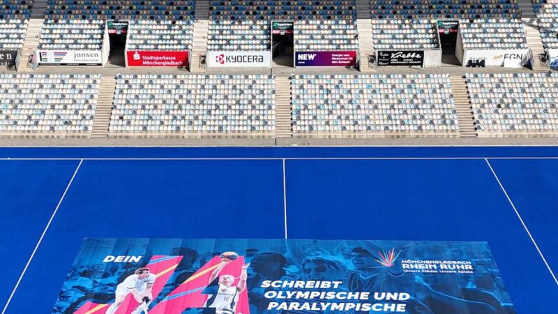 Bürgerentscheid in Mönchengladbach: Hockeypark wirbt mit großem Olympia-Banner