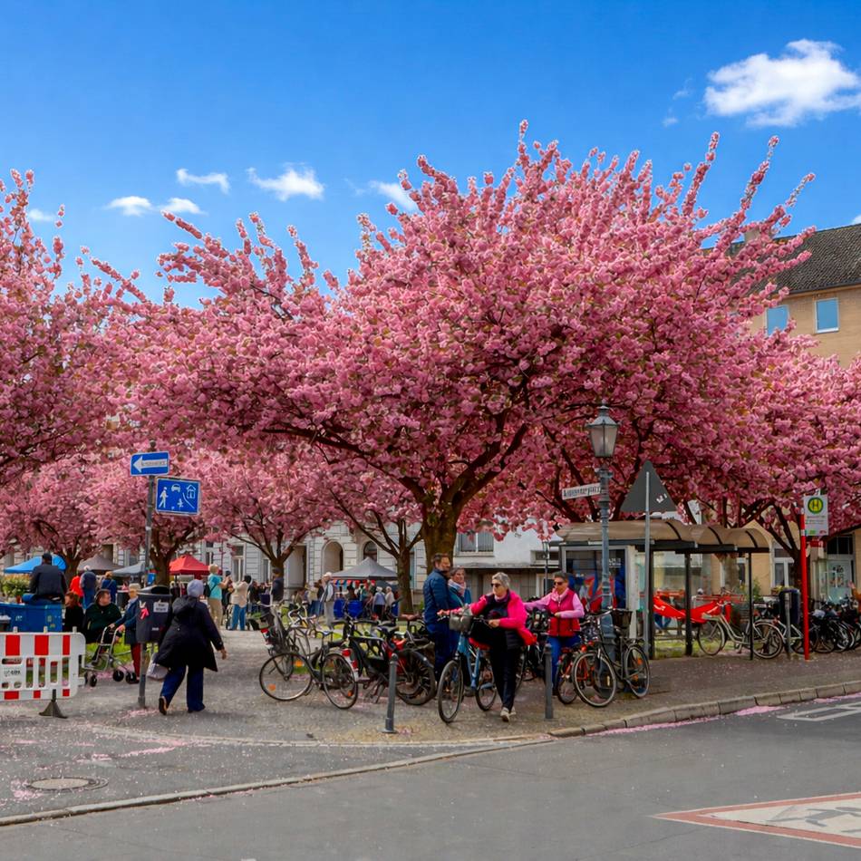 Kirschblütenfest auf dem Alexanderplatz: Punktlandung – So feiert Krefeld unterm Blütendach