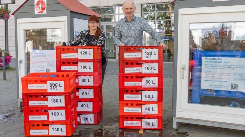 Energie-Aktion vor dem Romaneum: Das ist das Ergebnis der Neusser Eisblockwette