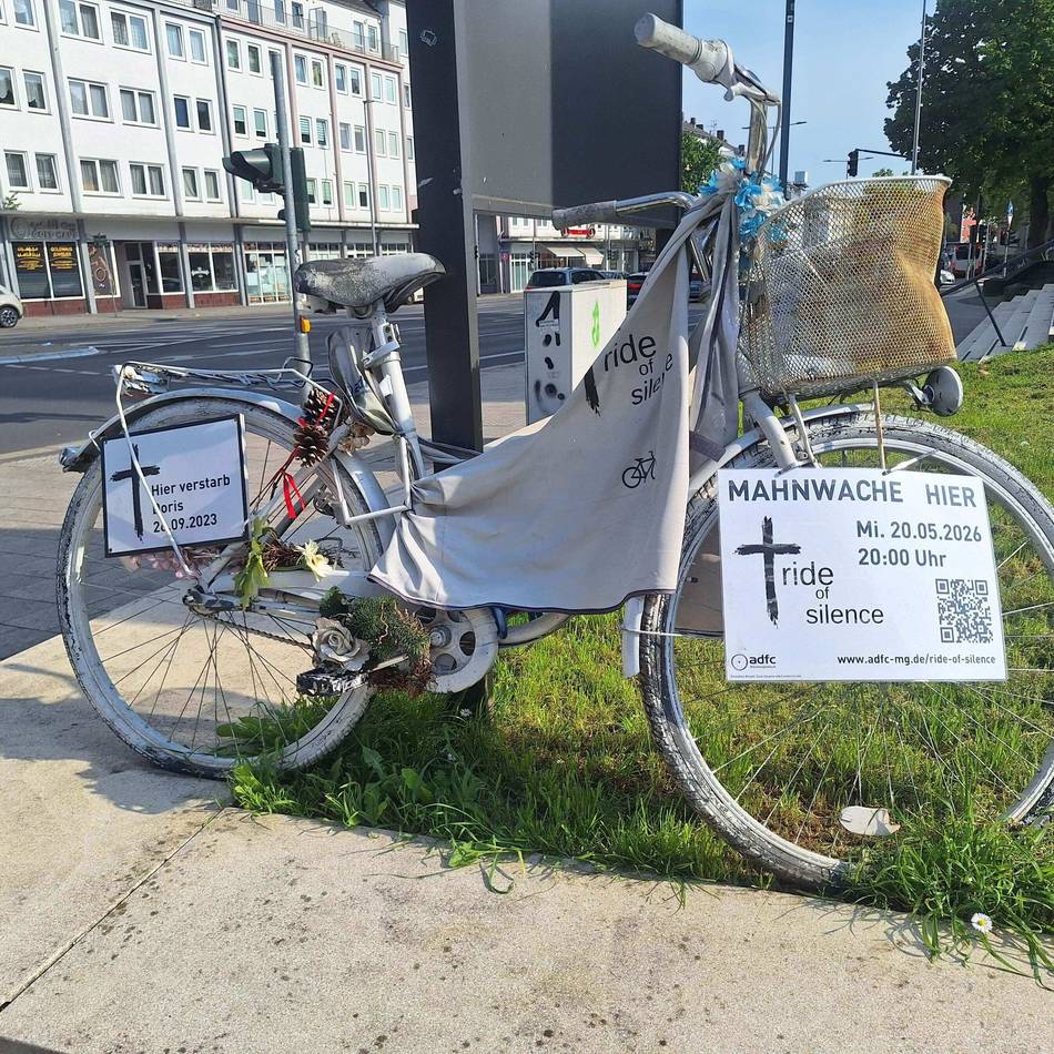 „Ride of Silence“ am Mittwoch: 50 Radler fahren schweigend durch Mönchengladbach