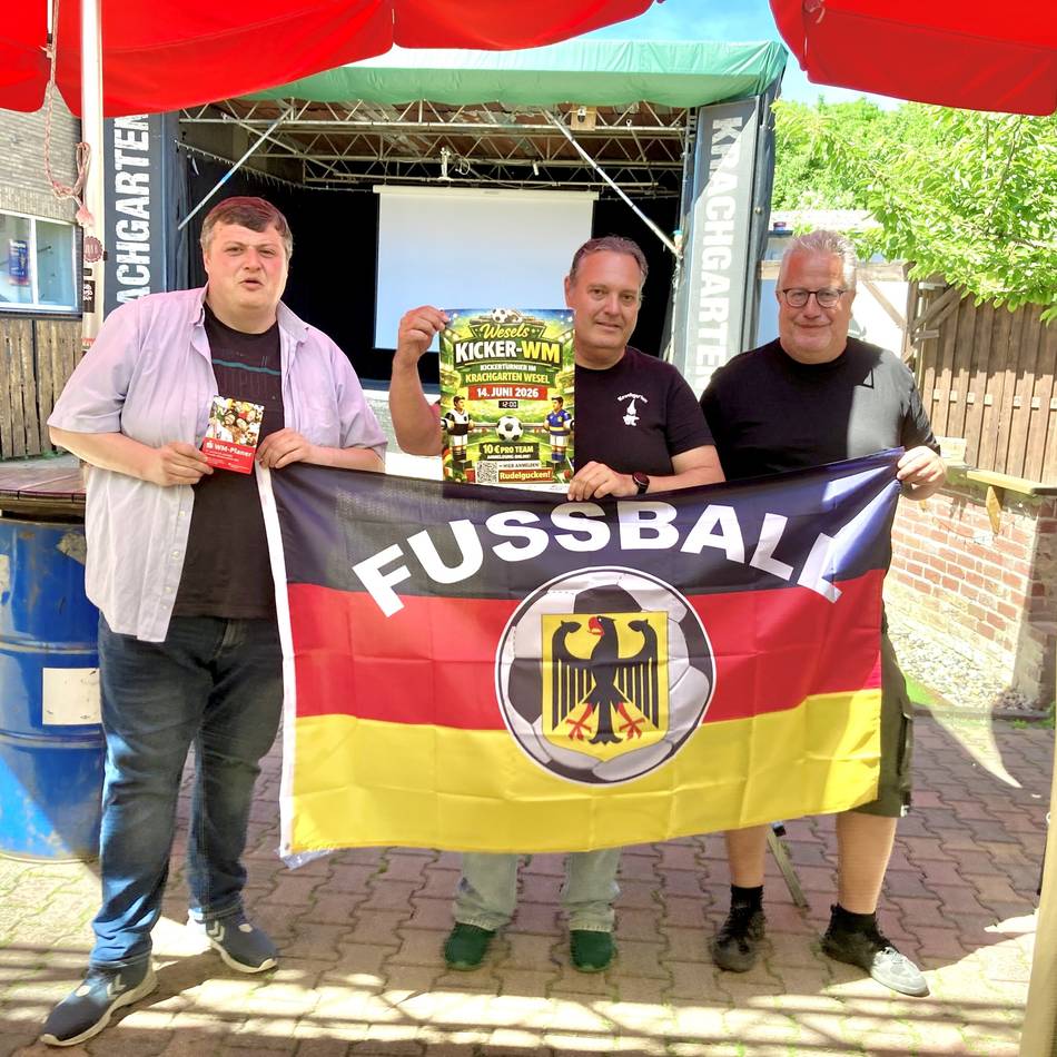 Public Viewing und Kickerturnier in Wesel: WM-Rudelgucken im Krachgarten – und eine Reporterlegende ist auch dabei