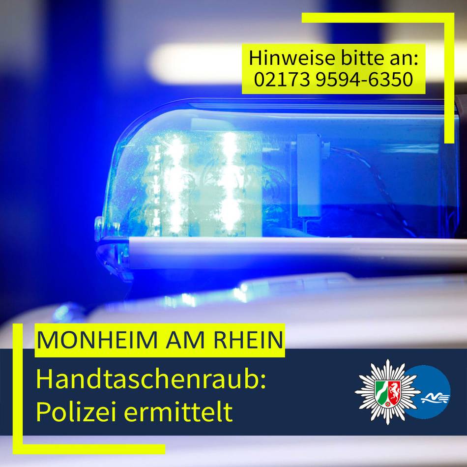 Raub in Monheim: Zwei Männer entreißen Seniorin die Handtasche