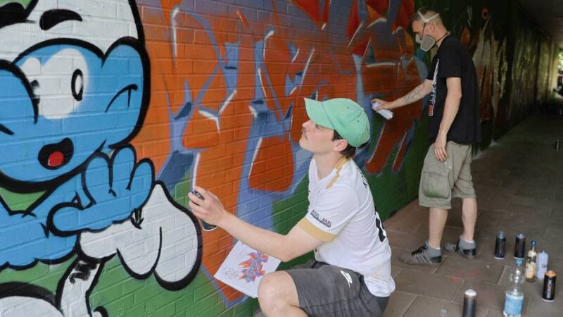 Gesprüht bei Brennpunkt-Jam in Leverkusen: Neue Graffiti-Kunst für Unterführung am Europaring
