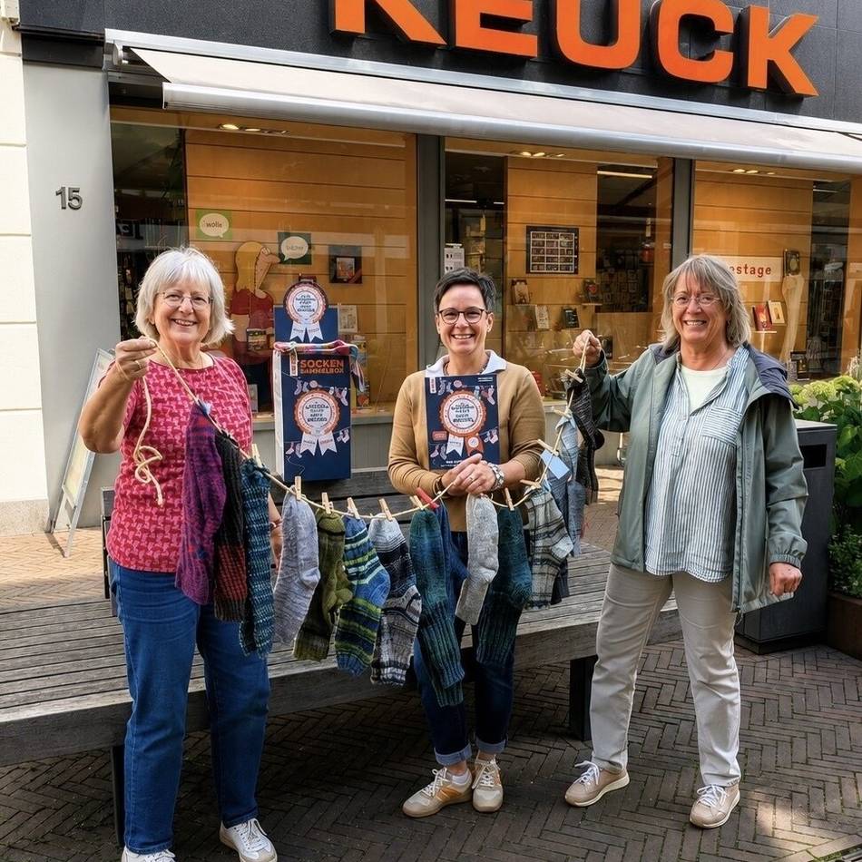Sammelaktion bei Bücher Keuck in Geldern: Ideen- und Mitmachwerkstatt unterstützt Socken-Weltrekord