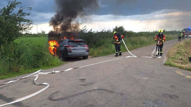 Feuerwehr Emmerich: Auto brennt am Flassertweg