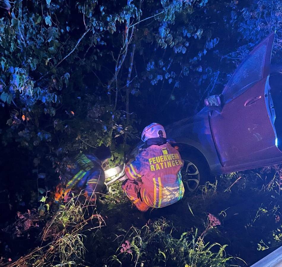 Unfall in Ratingen: Auto weicht Wildschwein aus und landet im Graben