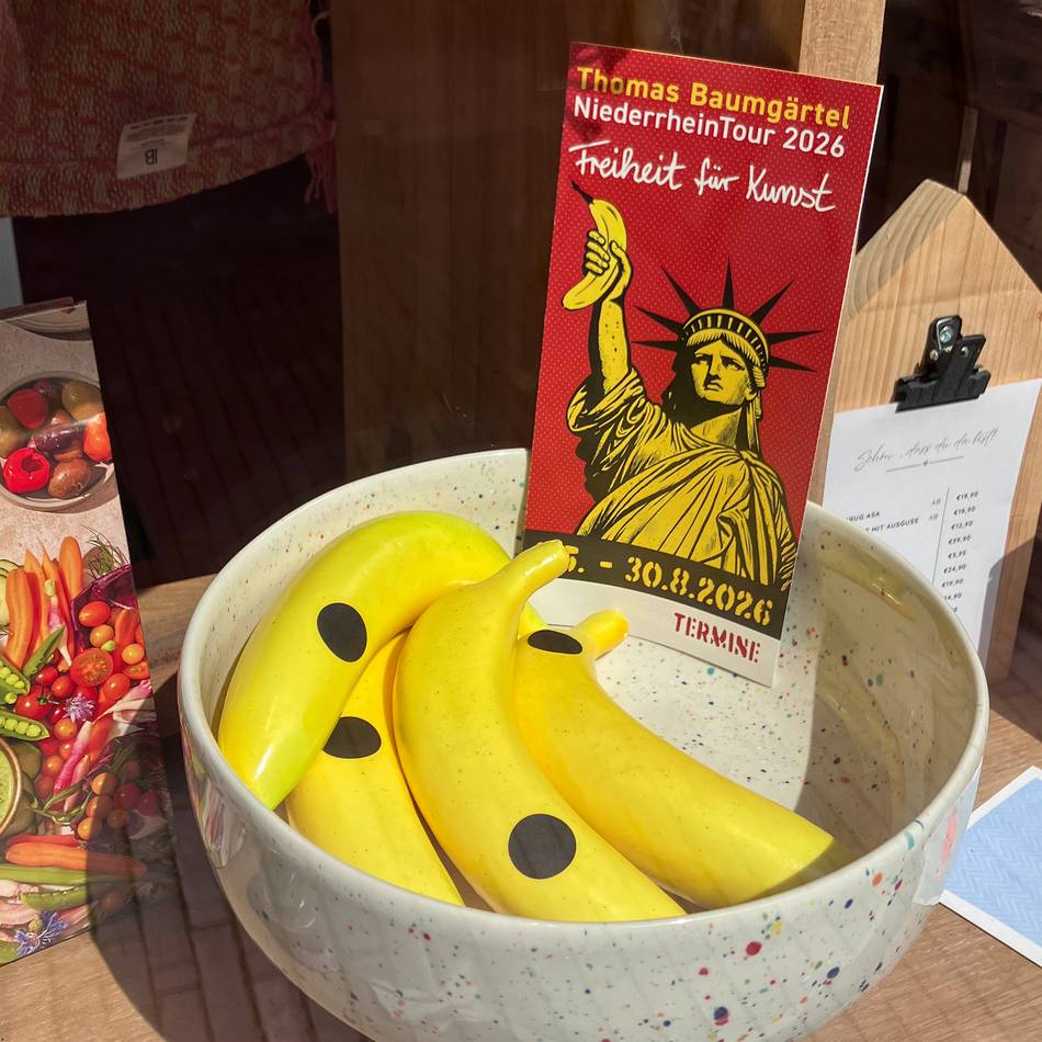 Zur Kunst von Thomas Baumgärtel: Kevelaer will „Bananenfaktor“ für den Handel nutzen