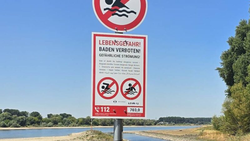 Hitzesommer in Leverkusen: Badeverbot am Rhein – auch bei Niedrigwasser