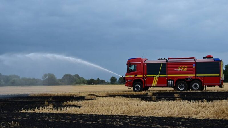 Tanklöschfahrzeug im Einsatz: Feuerwehr Krefeld löscht erneut Flächenbrand