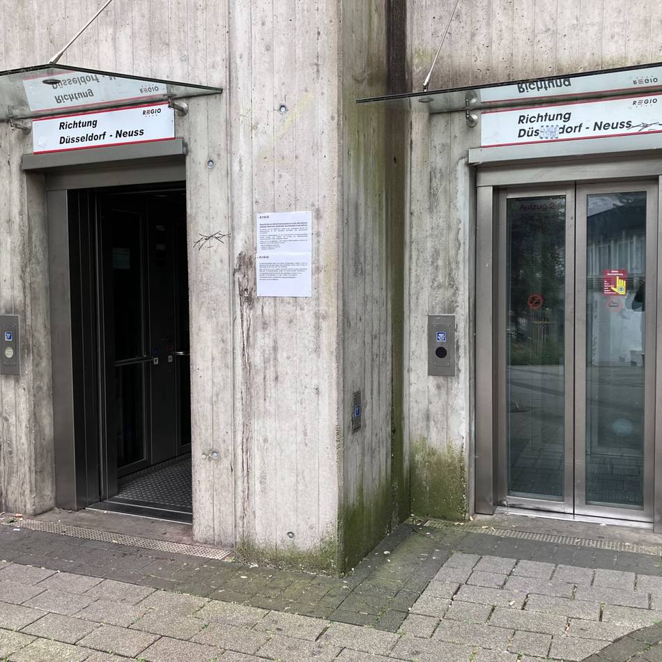 Haltepunkt Mettmann Zentrum: Aufzüge an zwei Tagen außer Betrieb