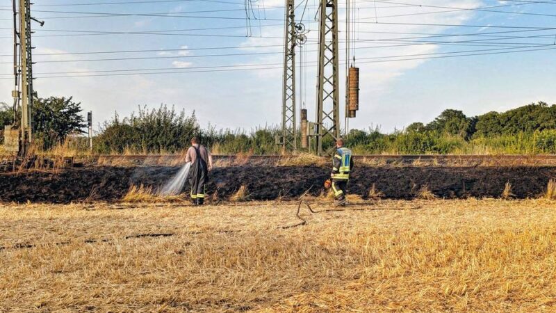 Bahnstrecke in Neuss: Feuerwehr löscht Vegetationsbrand an Daimlerstraße