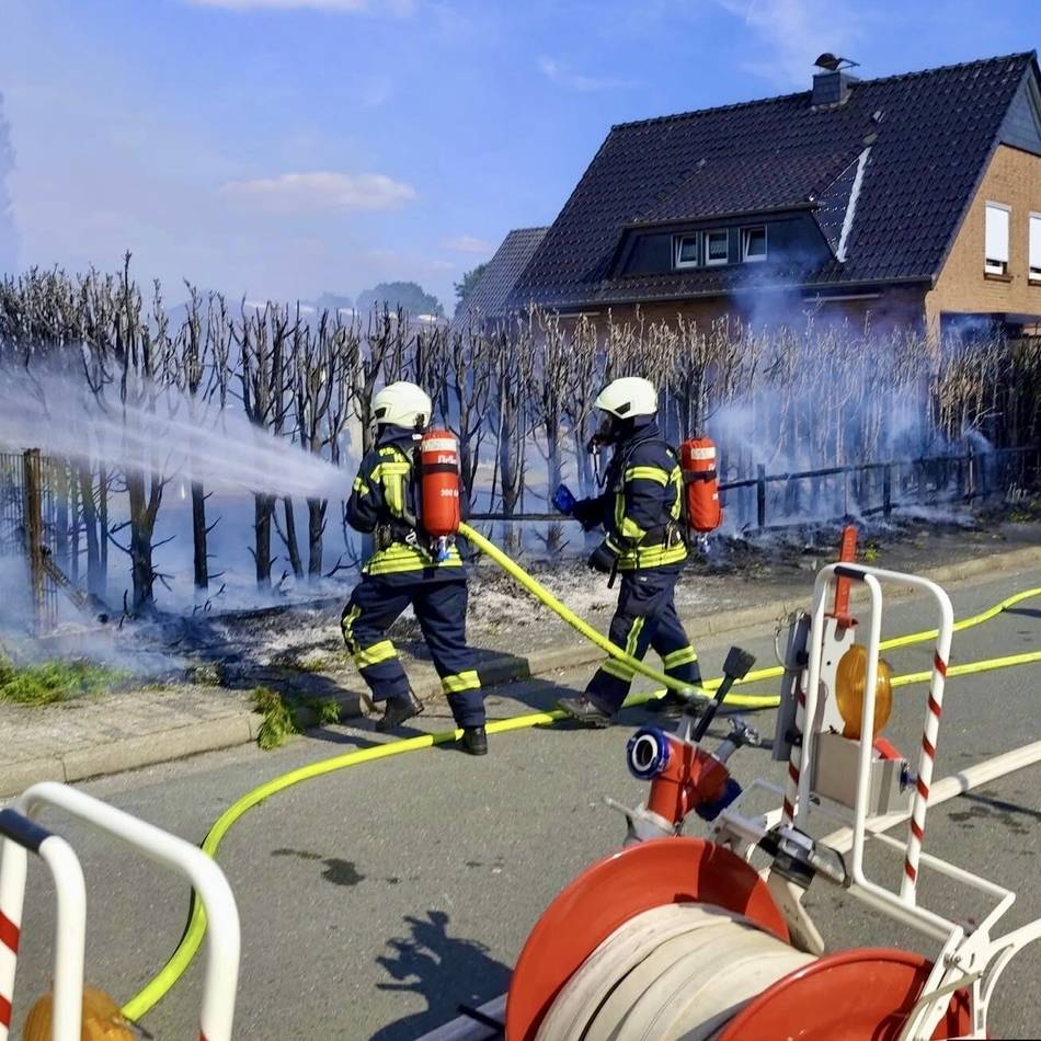 Wegen Abflammarbeiten: Hecke in Nieukerk steht in Flammen