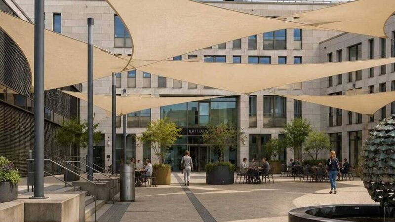 Ratinger Rathausvorplatz: Sonnensegel soll vor Hitze schützen