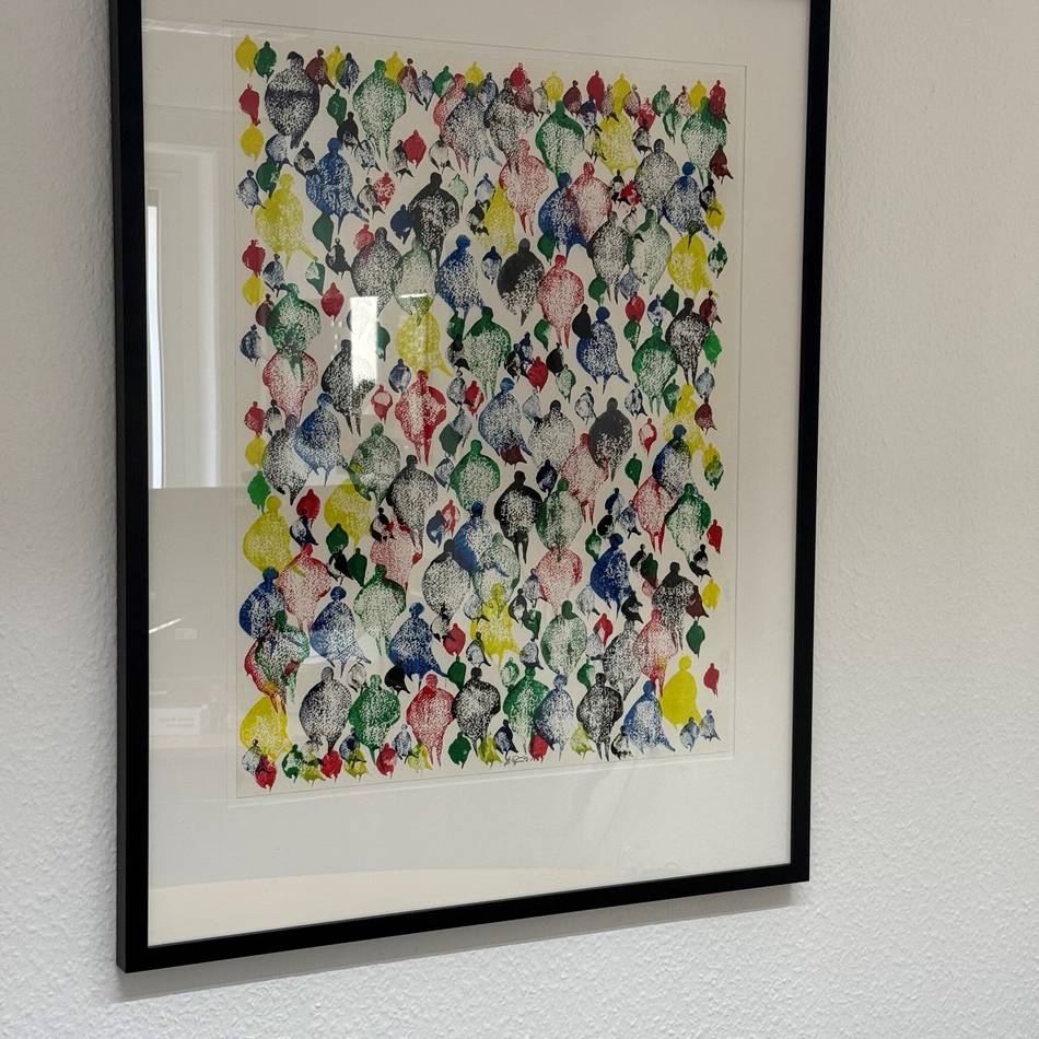 Dauerleihgabe des Hückeswagener Künsters: Farbenfrohe Guski-Kunst zieht ins Bürgermeisterbüro ein