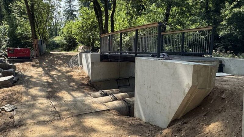 Wanderweg bald wieder begehbar: Brückenarbeiten im Düsseltal kommen gut voran
