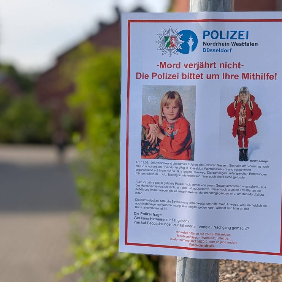Mädchen in Düsseldorf und Grevenbroich verschwunden: Kein DNA-Treffer bei Deborah Sassen und Claudia Ruf