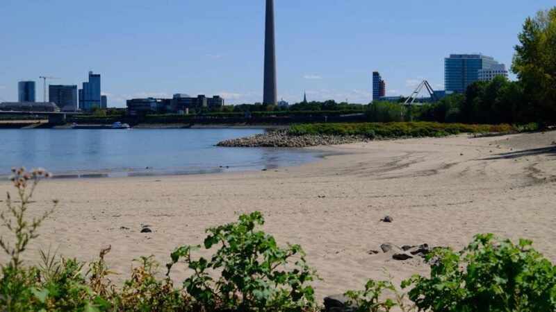 Niedrigwasser: Rhein in Düsseldorf fällt wieder auf historischen Tiefstand
