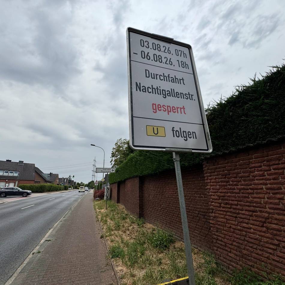 Zwischen Reuschenberg und Holzheim: Straßensperrung in Neuss für Arbeiten an Strommasten