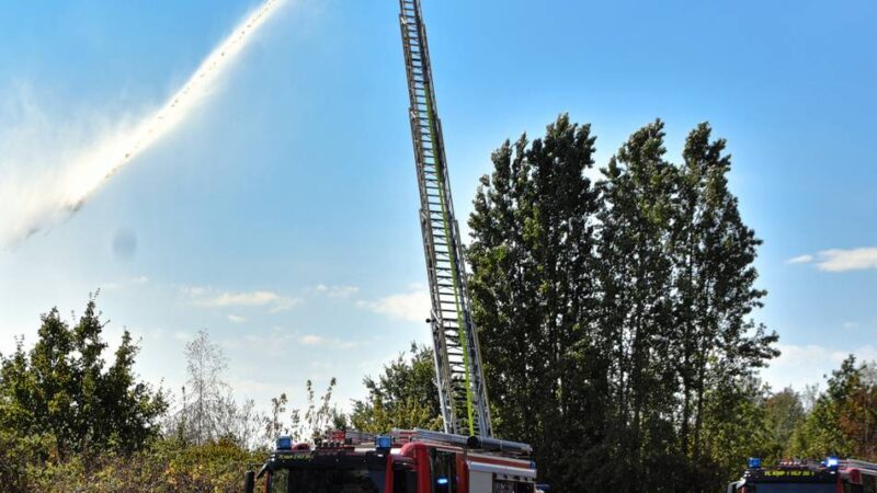 Königshüttesee in Kempen: Feuerwehr löscht Brand am Seeufer