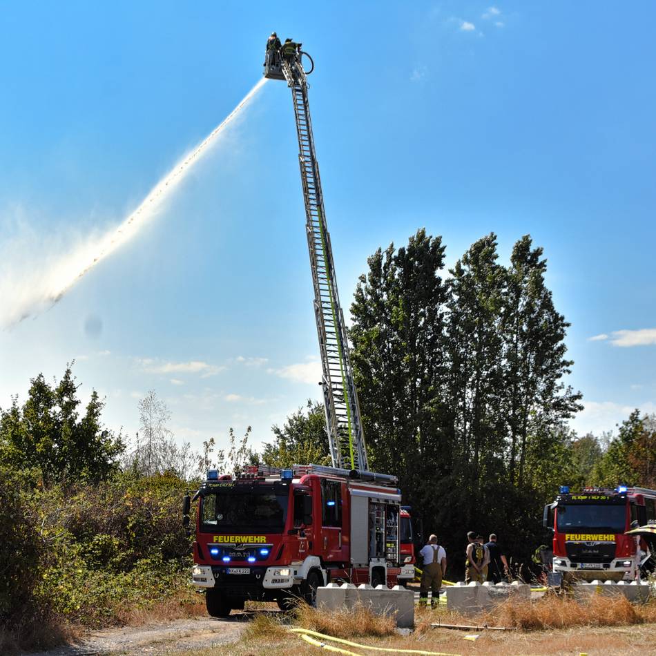 Königshüttesee in Kempen: Feuerwehr löscht Brand am Seeufer